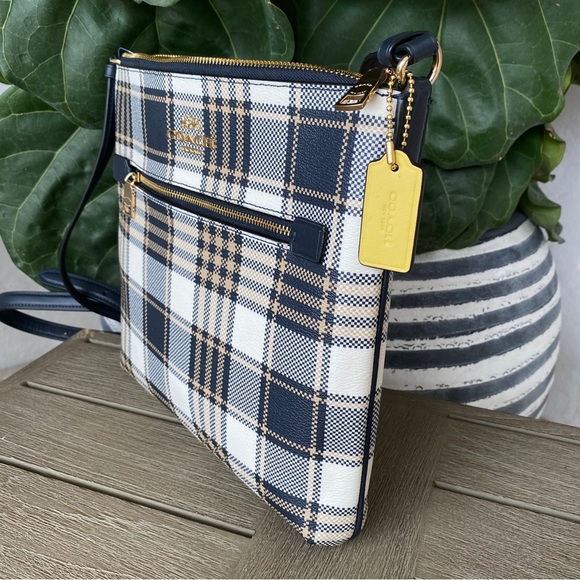 Last 1‼️ NWT Coach Rowan File Bag Crossbody With Garden Plaid Print C8587 - Picture 6 of 11